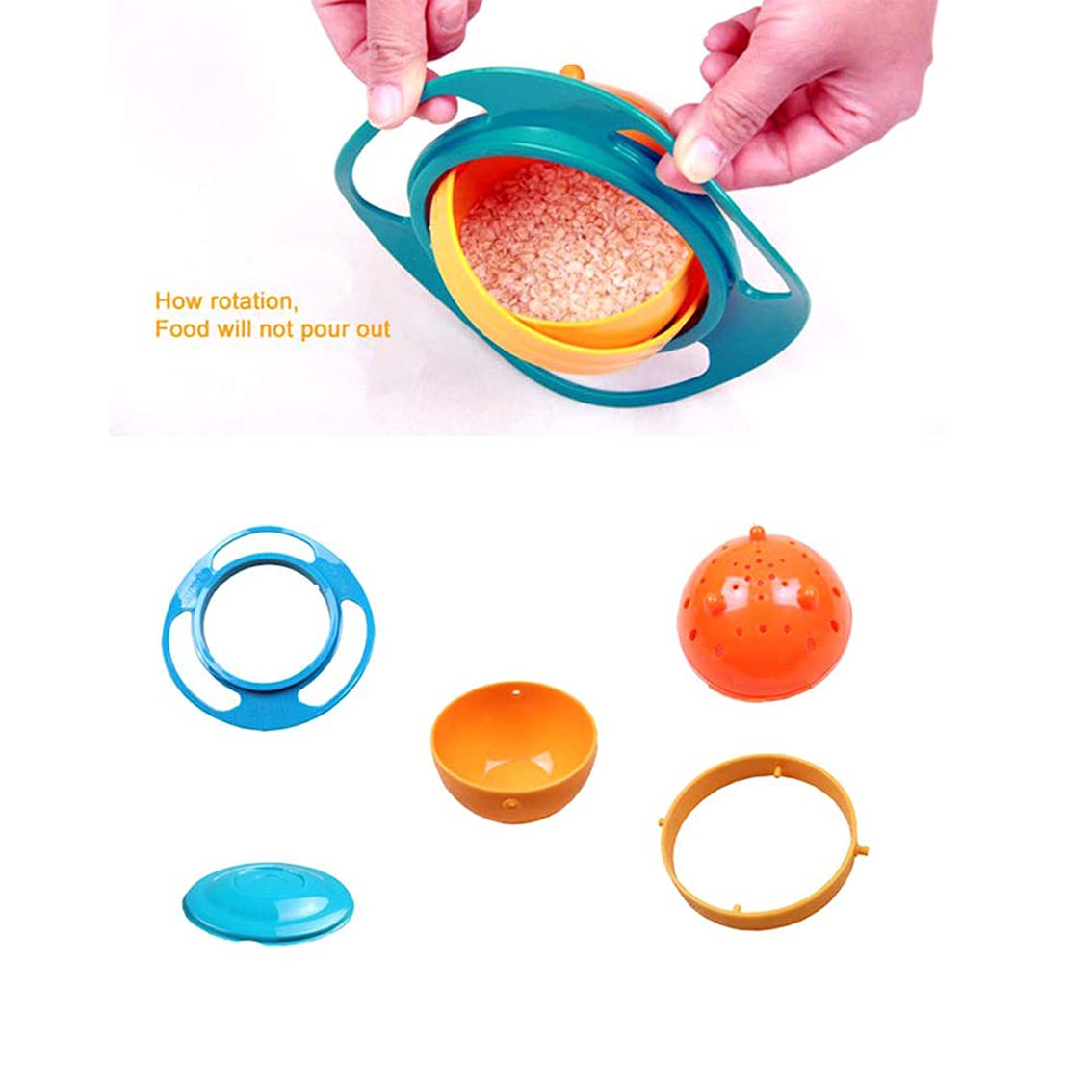 XP-035 Universal Gyro Bowl Children Rotary Balance Magic Bowl 360 Rotate Spill-Proof Bowl Spill Resistant Gyro Bowl