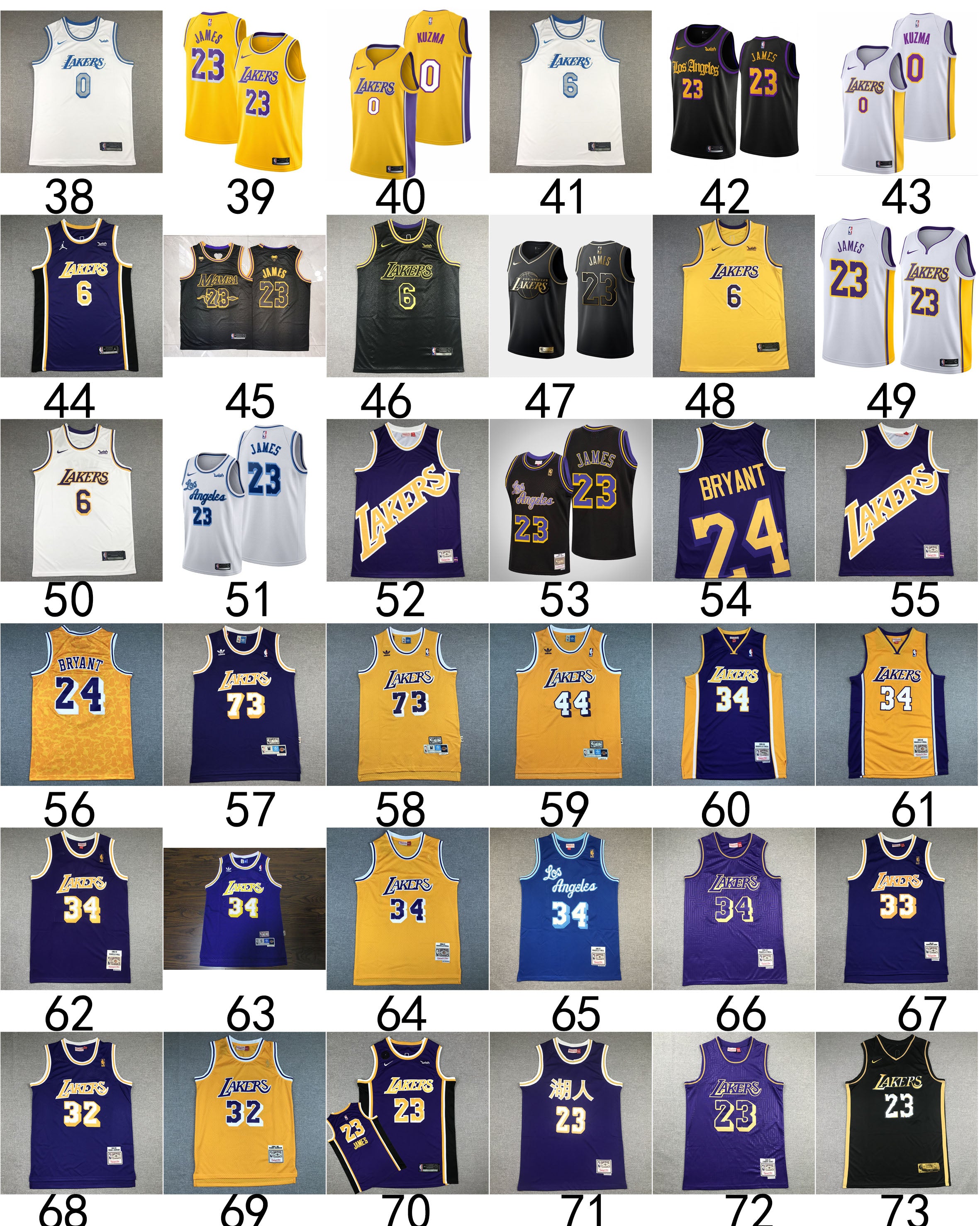 Size :L Lakers KB logo 2021 Mens basketball player 23 james lakers jersey 32 Johnson 15 Reaves 0 Westbrook 03 Davis