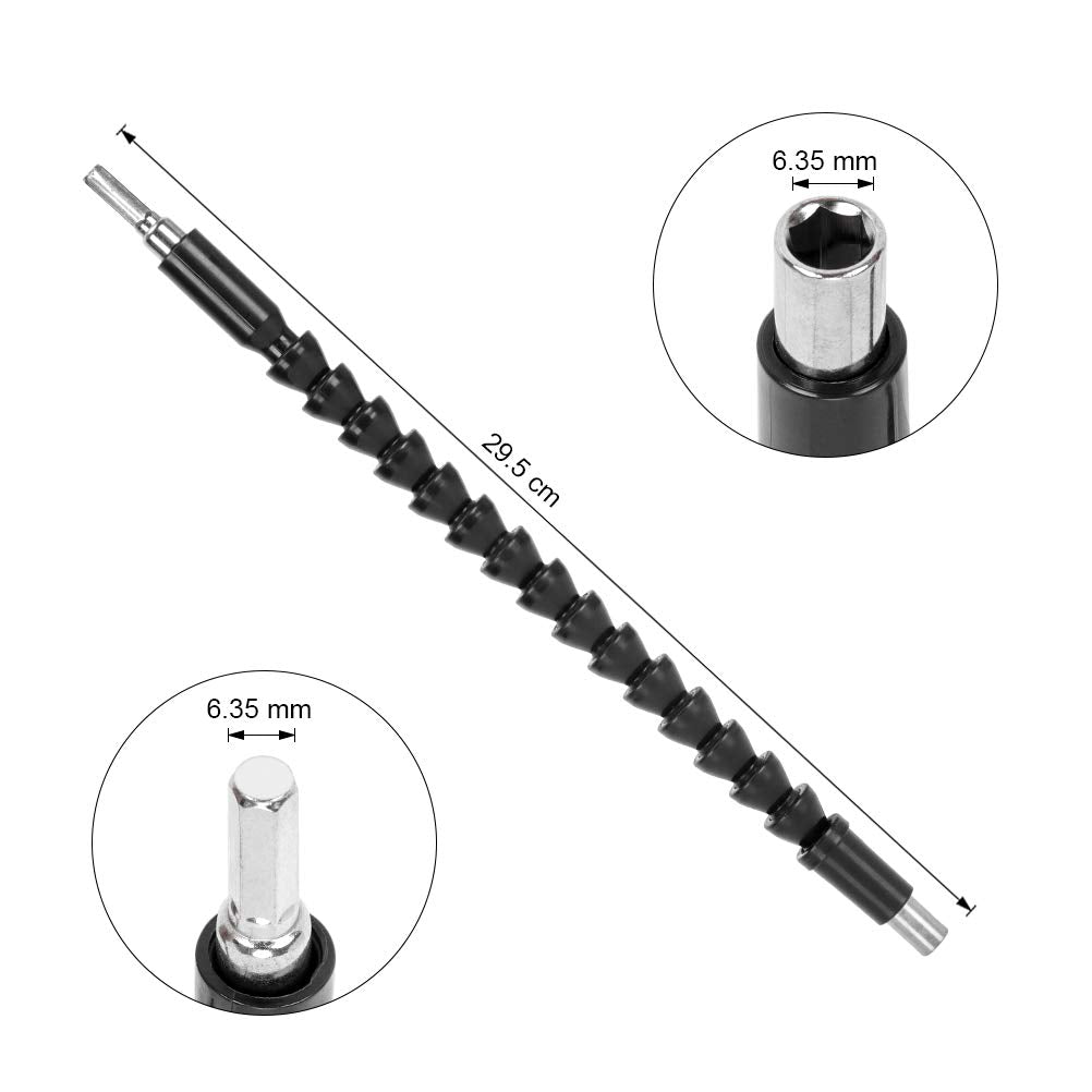 Flexible Drill Bit Extension  Magnetic Hex Soft Shaft 11.6 inch Flexible Screwdriver Extension for Connect