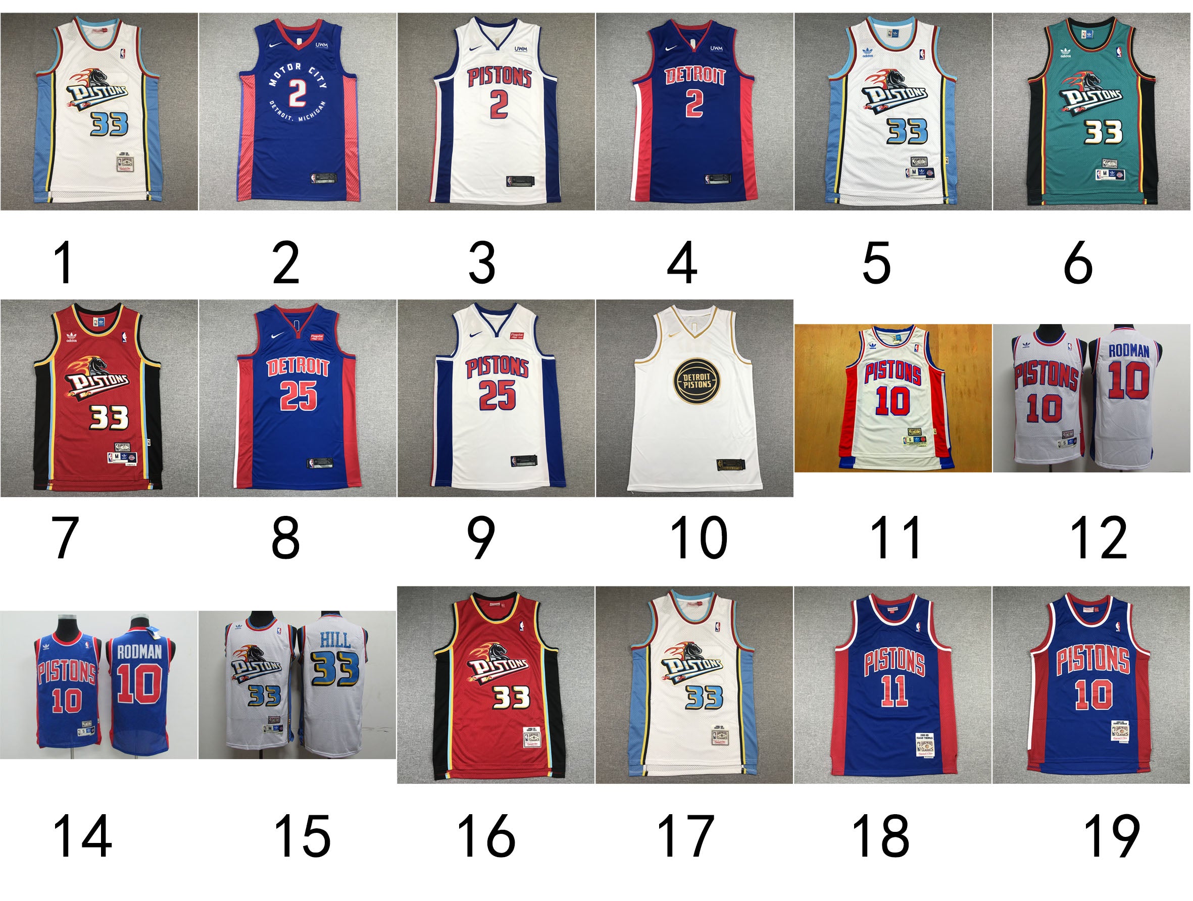 Size :S-M-L-XL--XXL -Detroit Pistons Jersey