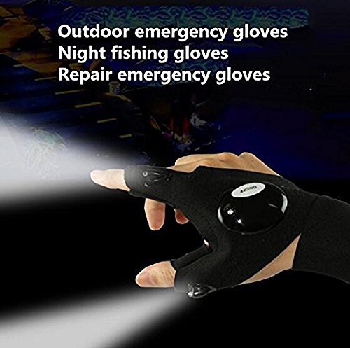 XP-024 Art Anti-Slip Half Finger Gloves LED Flashlight Luminous Multipurpose Glove for Repairing and Working in Darkness Places, Outdoor Sports, Fishing, Camping, Hiking, Running