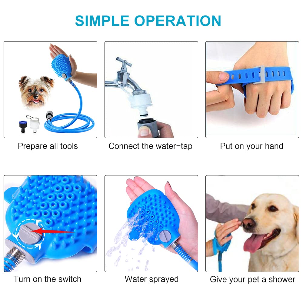 XP-023 Pet Bathing Tool - Pet Shower Sprayer and Scrubber in One for Grooming Dogs and Cats - Indoor Outdoor One Hand Dog Bathing Use–Dog Wash with Hose and Shower Attachment