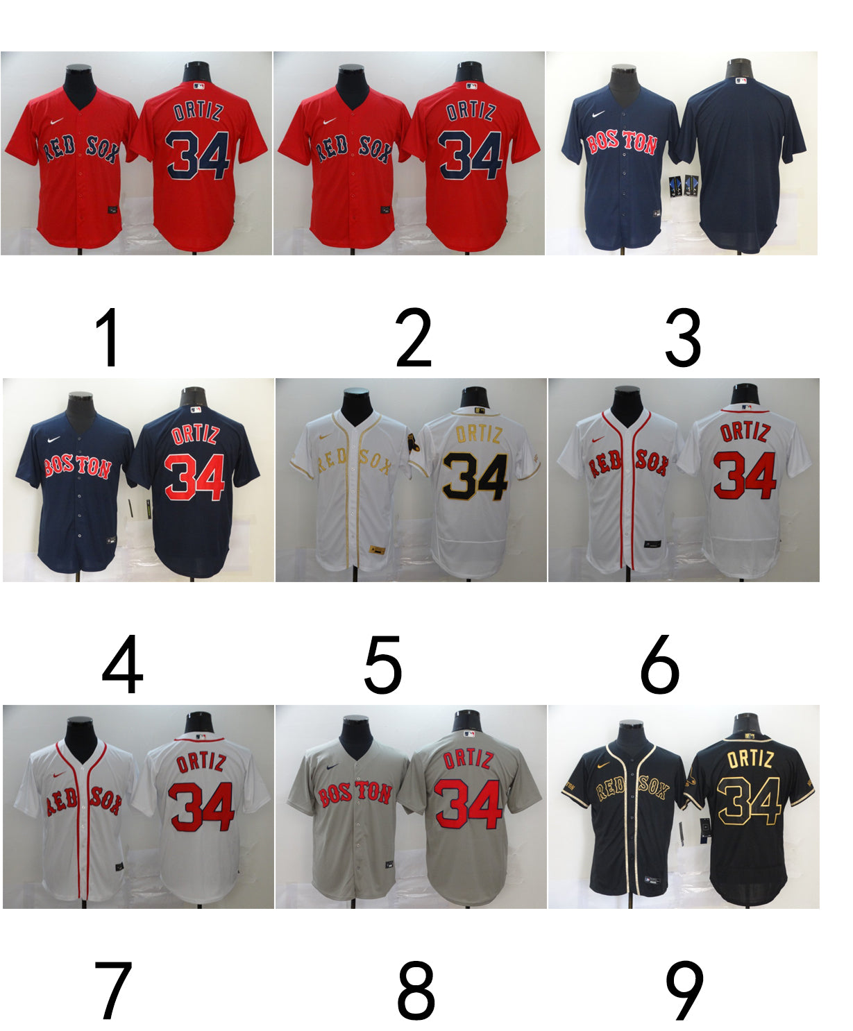 Size S--M--L--XL--XXL--3XL -MLB Boston Red Sox Jersey