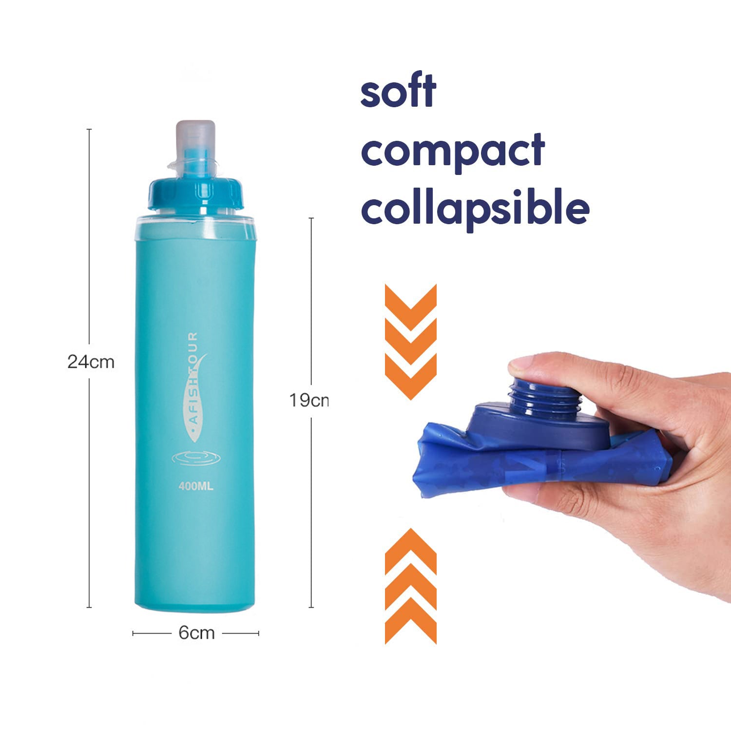 XP-019 BPA Free TPU Soft Folding Water Bottles Collapsible Flask for Hydration Pack