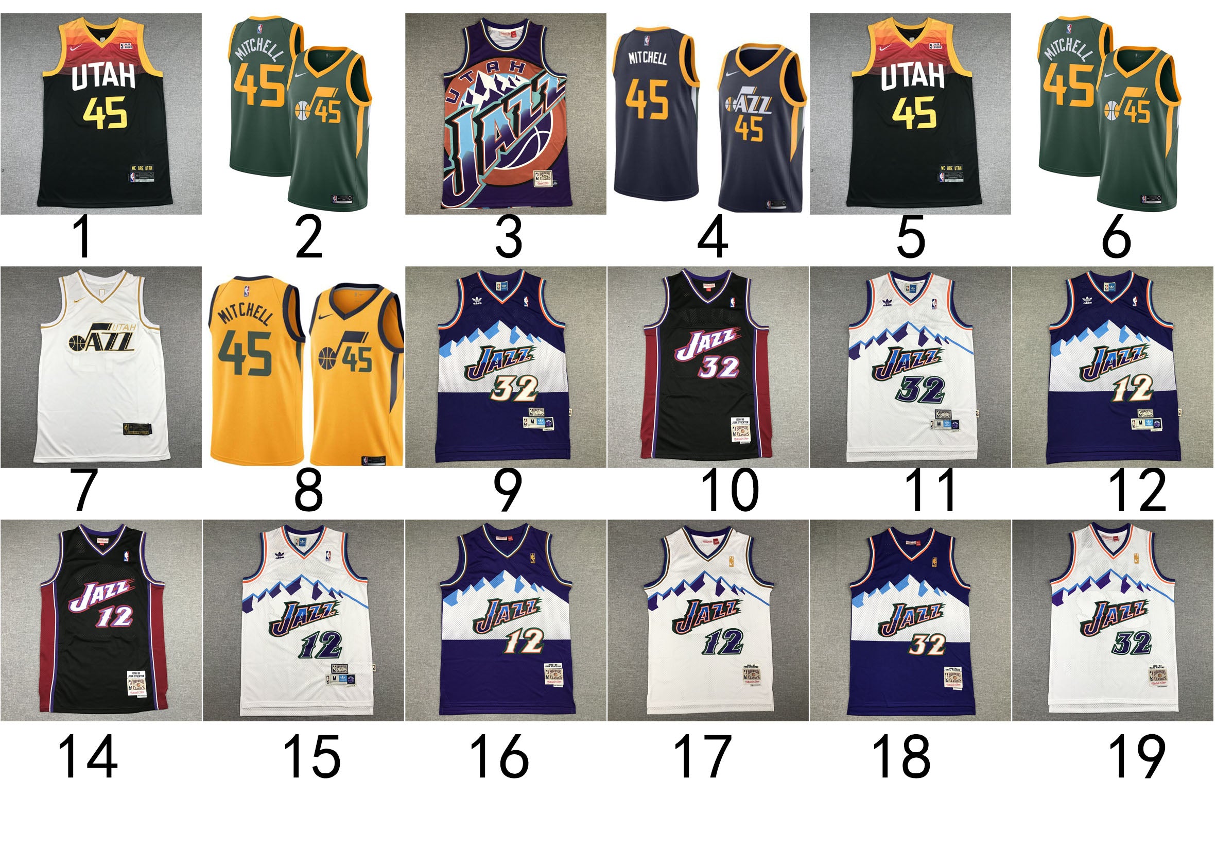 Size :S-M-L-XL--XXL - 45 donovan mitchell 12 john stockton utah jazz purple mountain jersey