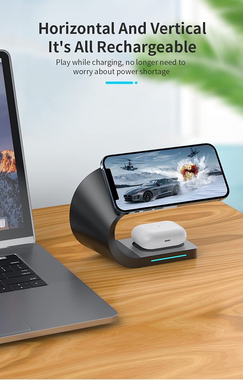 XP-018 Wireless Charger, 4  in 1 Fast Wireless Charging,Magnetic connectivity,15W Quick Charge,Security Protection,for AirPods Pro,Apple iWatch, SE/6/5/4/3/2/1