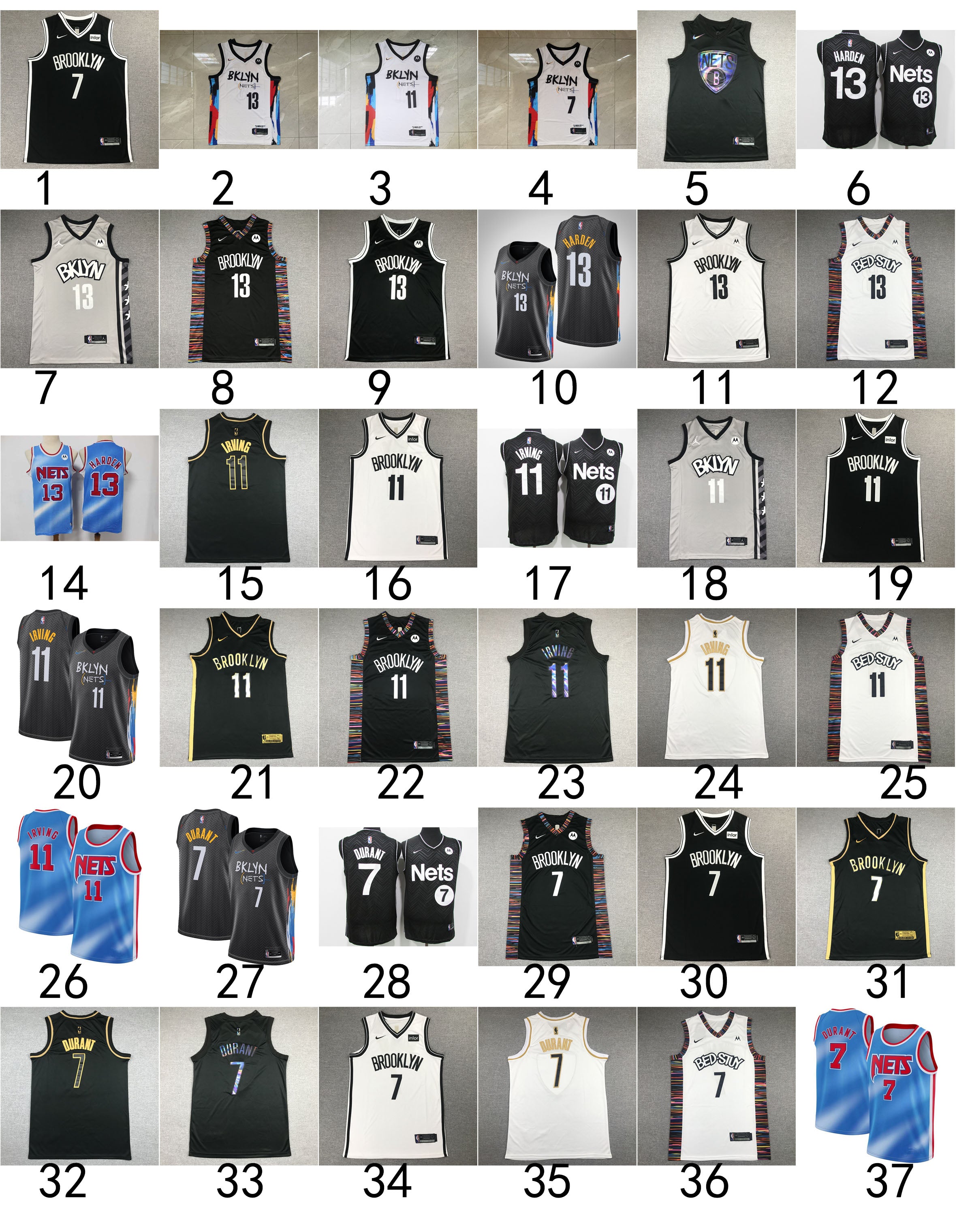 Size :Ｓ---brooklyn net KD high-quality basketball jersey 7 kevin durant 11 kyrie irving 13 james harden