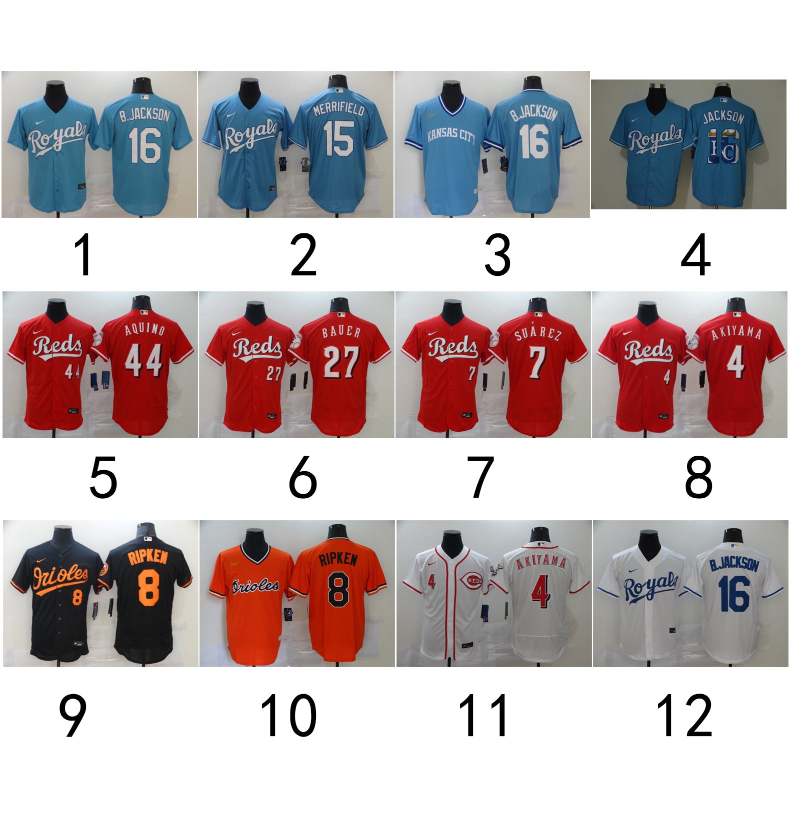 Size S--M--L--XL--XXL--3XL  MLB Baltimore Orioles Kansas City Royals Cincinnati Reds Jersey