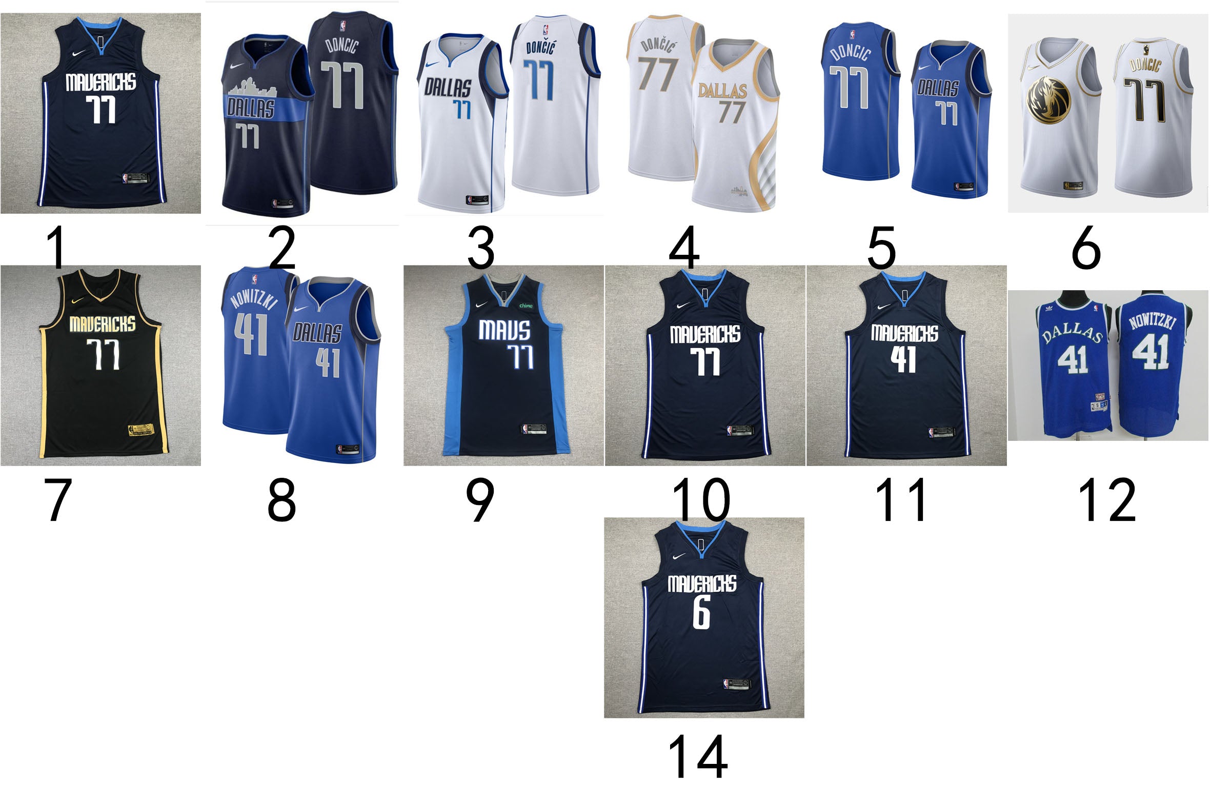 Size :S-M-L-XL--XXL -  dropshipping 77 Doncic 41 Nowitzki Dallas mavericks jersey basketball