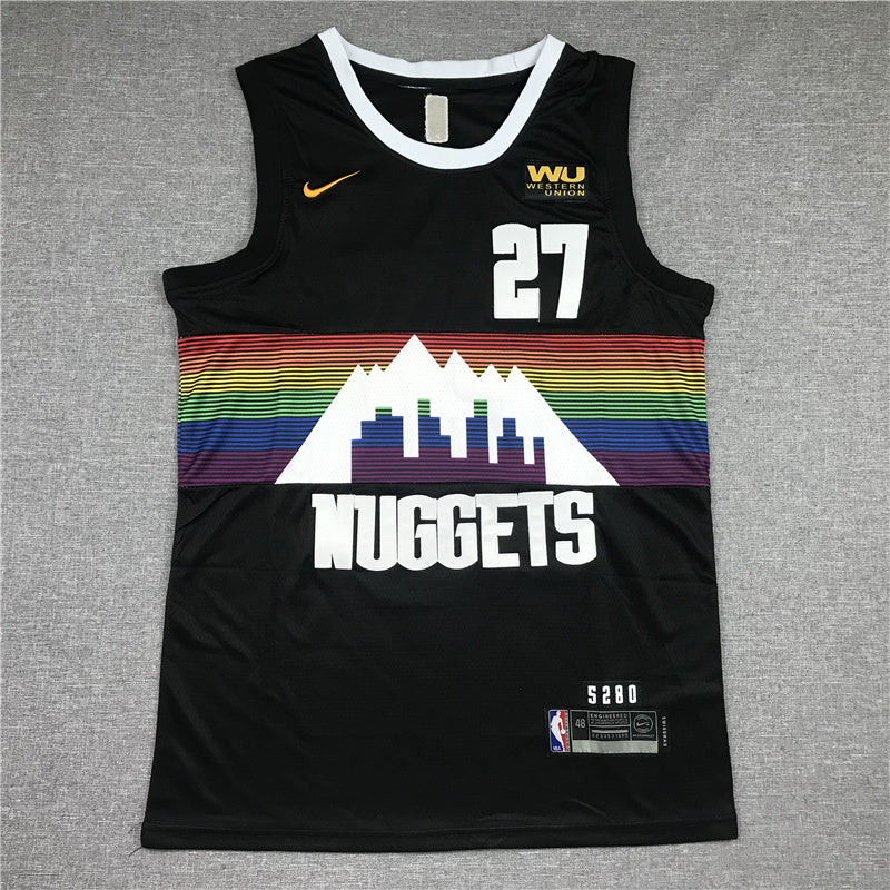 Size :S-M-L-XL- dropshipping 2021 Player 1 michael porter jr 15 carmelo anthony denver nuggets rainbow city jersey