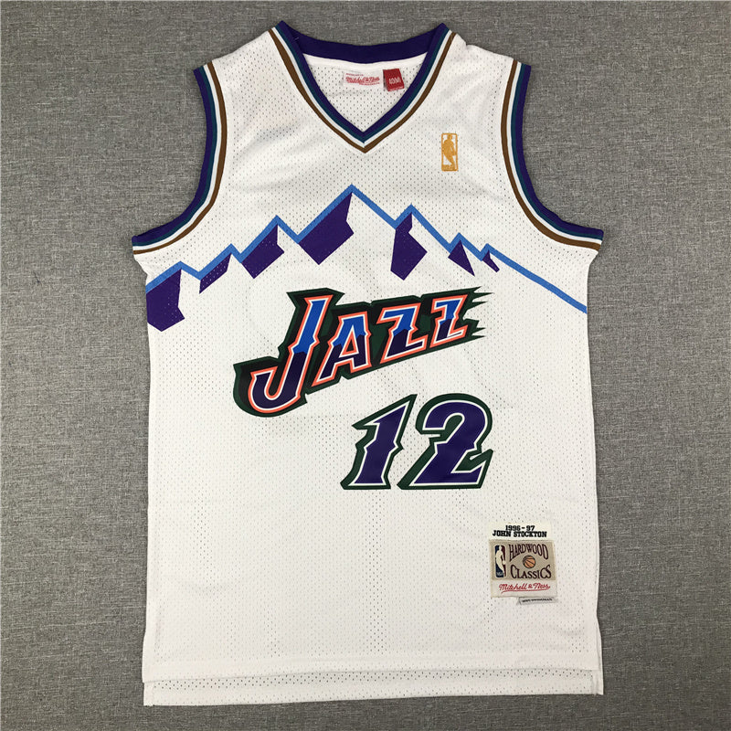 Size :S-M-L-XL--XXL - 45 donovan mitchell 12 john stockton utah jazz purple mountain jersey