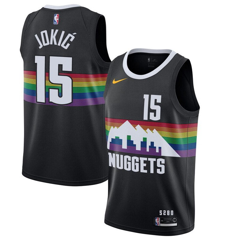 Size :S-M-L-XL- dropshipping 2021 Player 1 michael porter jr 15 carmelo anthony denver nuggets rainbow city jersey