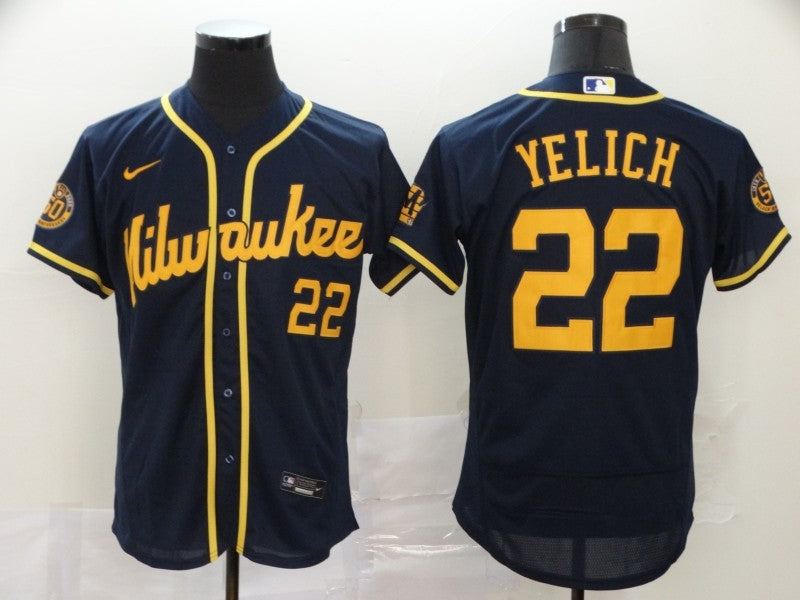 Size S--M--L--XL--XXL--3XL  MLB Milwaukee Brewers Jersey