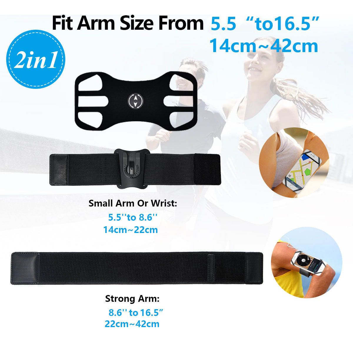 XP-002 Wristband Phone Holder, 360° Rotatable Forearm Armband for iPhone