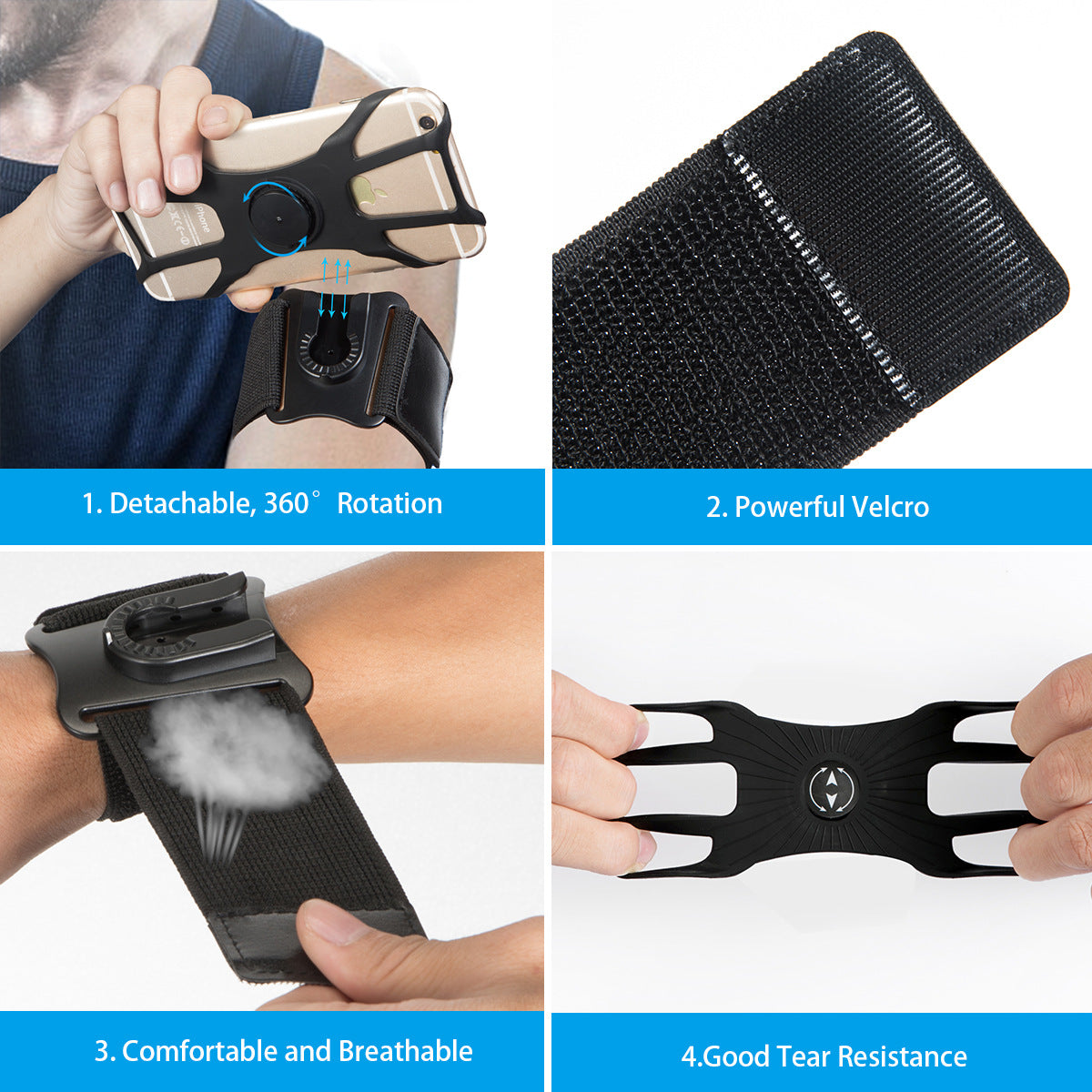 XP-002 Wristband Phone Holder, 360° Rotatable Forearm Armband for iPhone