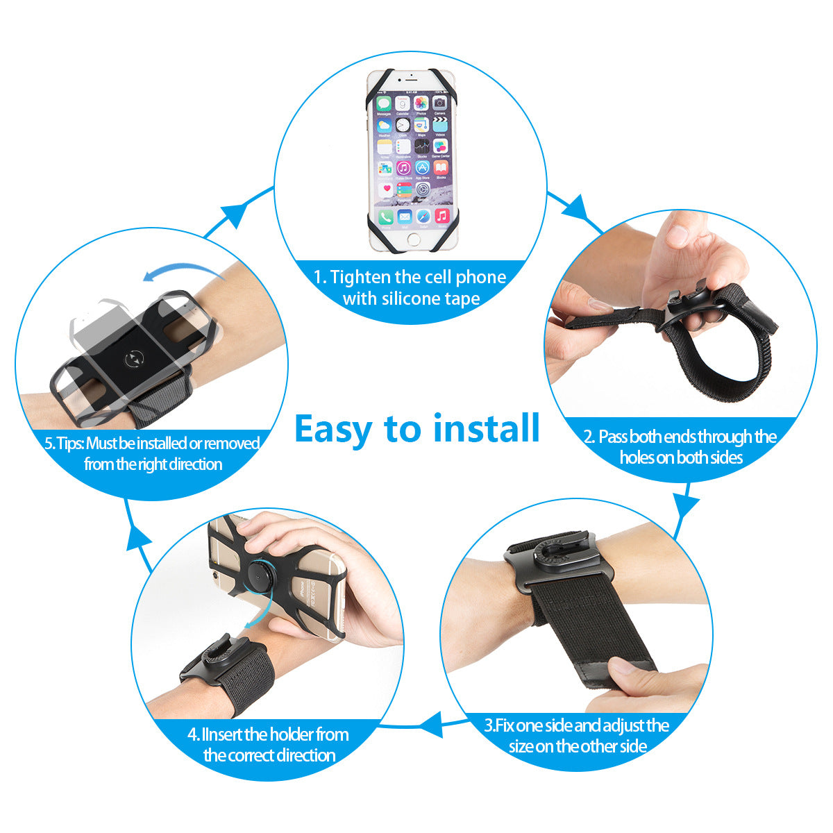 XP-002 Wristband Phone Holder, 360° Rotatable Forearm Armband for iPhone