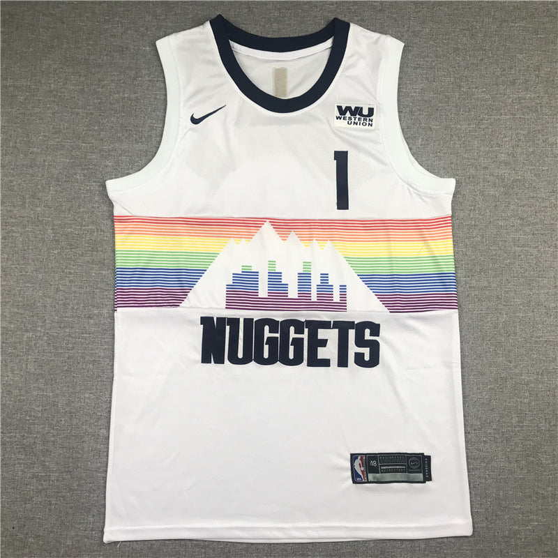 Size :S-M-L-XL- dropshipping 2021 Player 1 michael porter jr 15 carmelo anthony denver nuggets rainbow city jersey