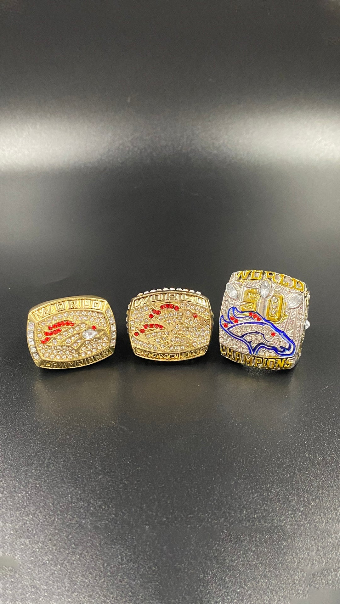 NFL 1997 1998 2015 Denver Broncos Championship Rings Set